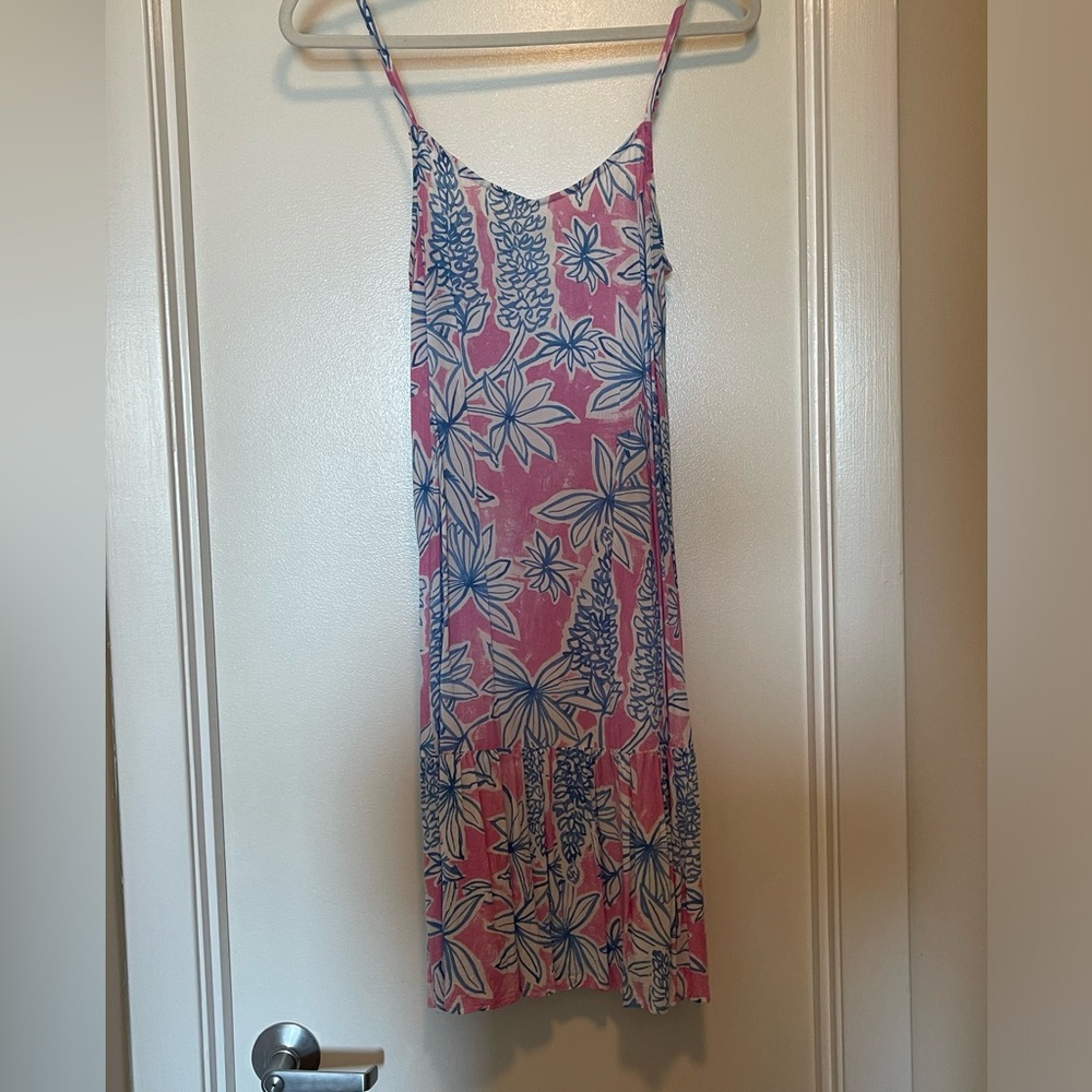 Anthropologie Pink and Blue Floral Mini Dress - Picture 3 of 8